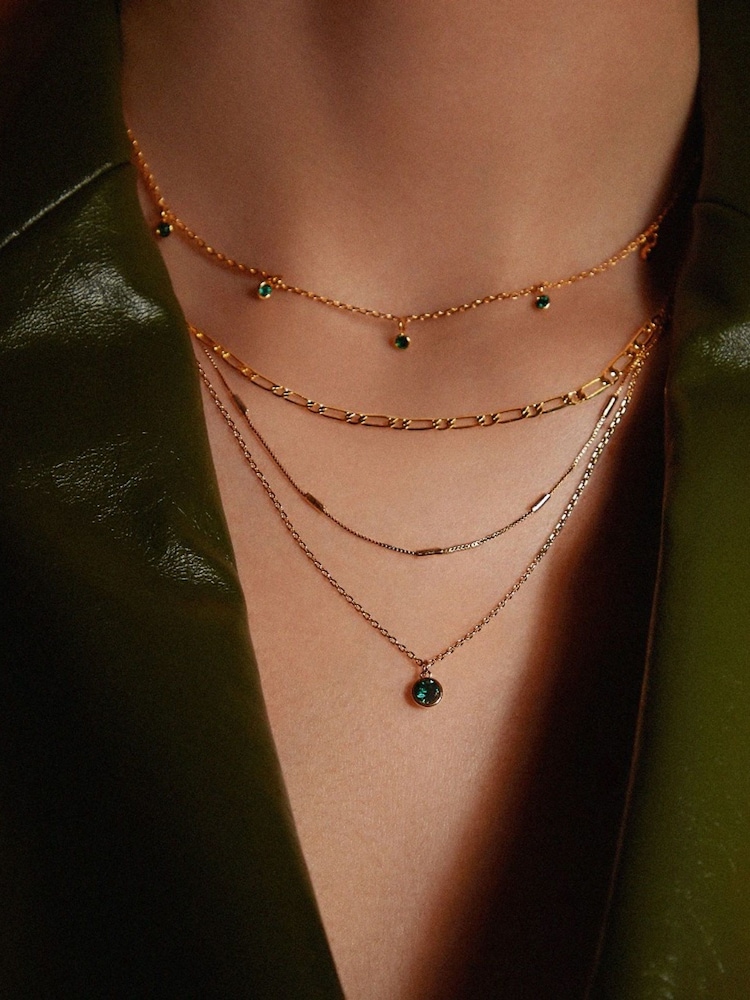 Orelia London Gold Tone Swarovski Drop 3-Row Necklace - Image 2 of 3 Orelia London Gold Tone Swarovski Drop 3-Row Necklace - Image 2 of 3