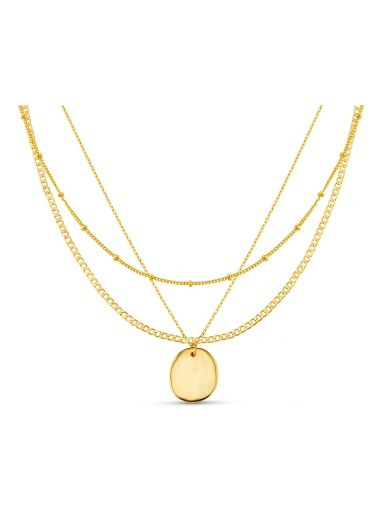 Orelia London Gold Tone Polished Molten Coin 3-Row Necklace - Image 2 of 3 Orelia London Gold Tone Polished Molten Coin 3-Row Necklace - Image 2 of 3