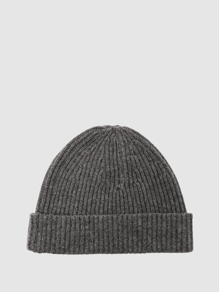 Atelier Mid Grey Guernsey Atelier 100% Cashmere Rib-Knit Beanie - Image 2 of 5 Atelier Mid Grey Guernsey Atelier 100% Cashmere Rib-Knit Beanie - Image 2 of 5