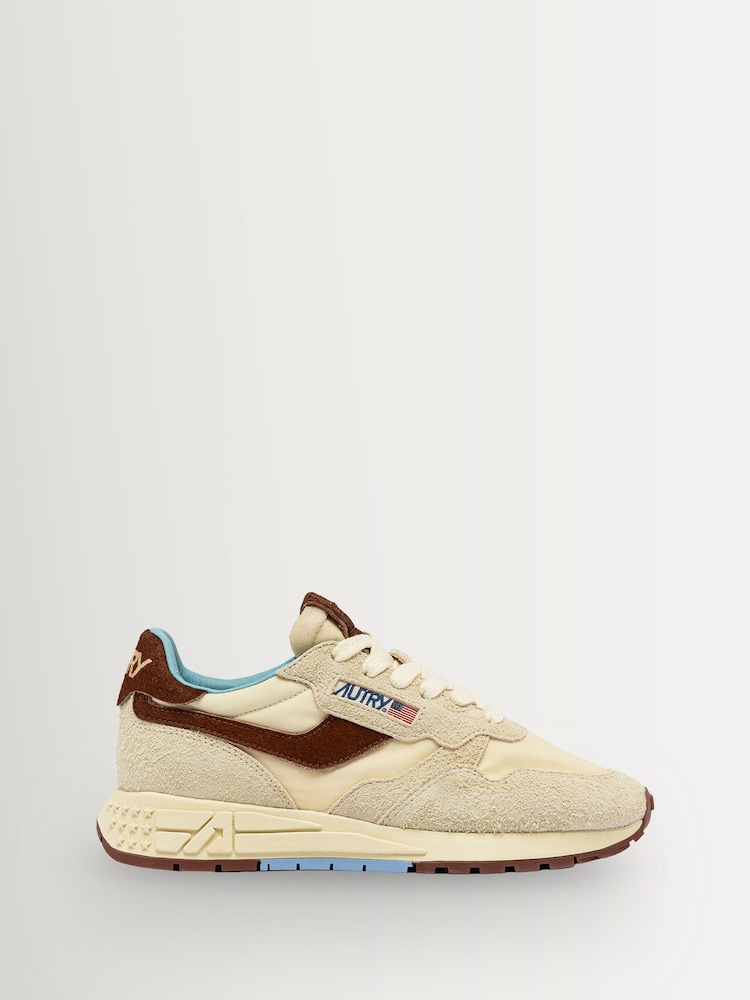 AUTRY Cream Reelwind Suede and Mesh Trainers - Image 1 of 6