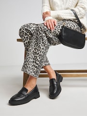 Simply Be Black Extra Wide Fit Plain Chunky Loafers - Image 1 of 4