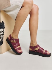 Simply Be Red Extra Wide Fit Chunky Buckle Fisherman Sandals - Image 1 of 4