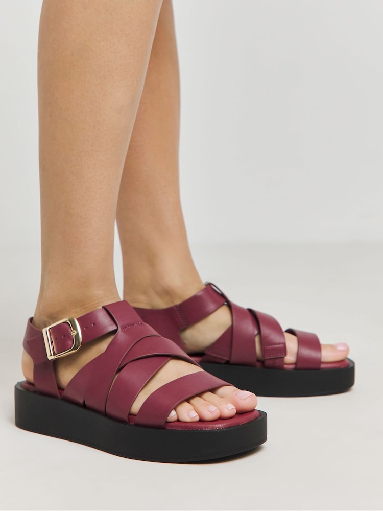 Simply Be Red Extra Wide Fit Chunky Buckle Fisherman Sandals - Image 4 of 4 Simply Be Red Extra Wide Fit Chunky Buckle Fisherman Sandals - Image 4 of 4