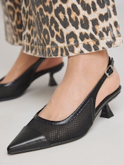 Simply Be Animal Extra Wide Fit Pointed Mesh Slingback Kitten Heels - Image 3 of 4