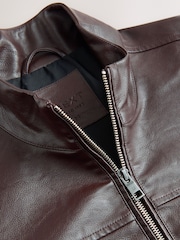 Brown Faux Leather Funnel Shacket - Image 12 of 15