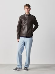 Brown Faux Leather Funnel Shacket - Image 2 of 15