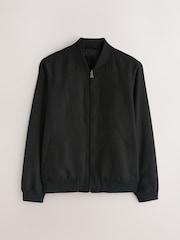 Black Faux Suede Bomber Jacket - Image 8 of 12