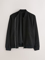Black Faux Suede Bomber Jacket - Image 9 of 12