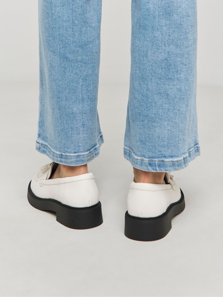 Simply Be White Wide Fit Tassle Chunky Loafers - Image 2 of 4 Simply Be White Wide Fit Tassle Chunky Loafers - Image 2 of 4