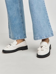 Simply Be White Wide Fit Tassle Chunky Loafers - Image 3 of 4