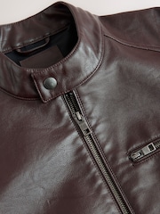 Brown Faux Leather Racer Jacket - Image 13 of 15
