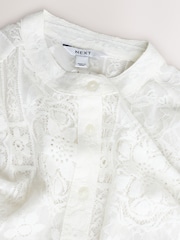 Ecru Lace Half Sleeve Blouse - Image 8 of 8