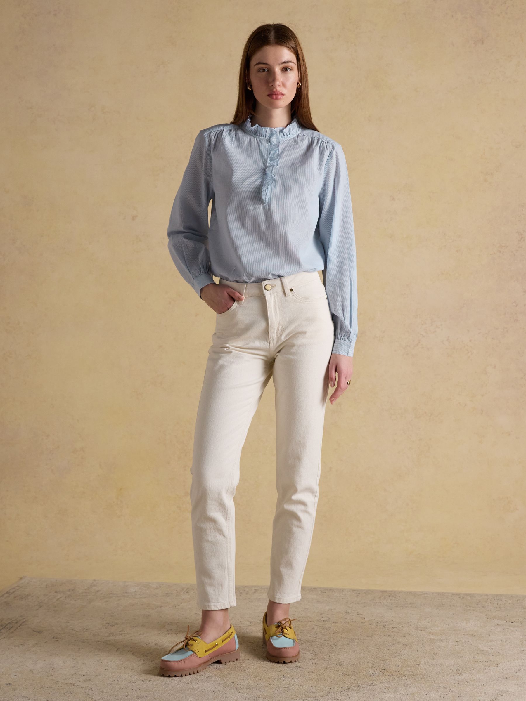 Buy Joules Melanie Blue & White Striped Long Sleeve Blouse with