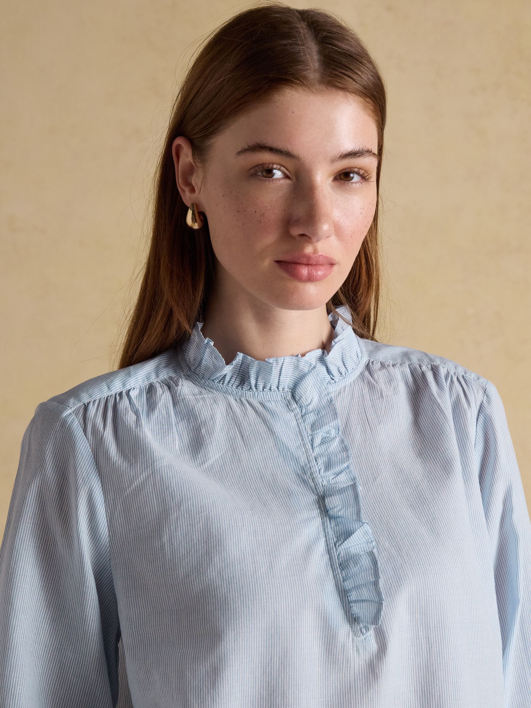 Buy Joules Melanie Blue & White Striped Long Sleeve Blouse with