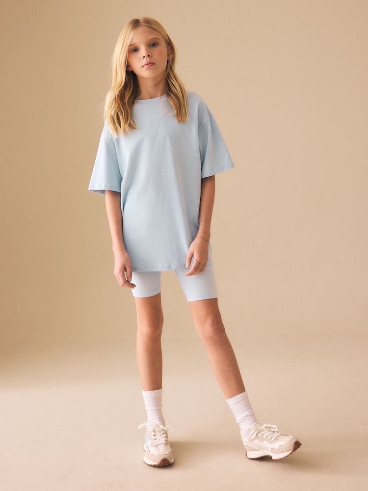 Blue Studio Aura Oversized T-Shirt Cycling Shorts Set (3-16yrs) - Image 2 of 8 Blue Studio Aura Oversized T-Shirt Cycling Shorts Set (3-16yrs) - Image 2 of 8