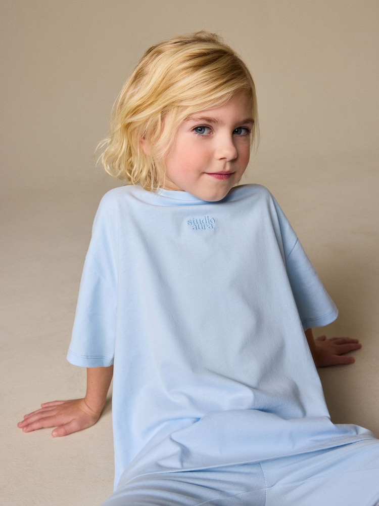 Blue Studio Aura Oversized T-Shirt Cycling Shorts Set (3-16yrs) - Image 8 of 8 Blue Studio Aura Oversized T-Shirt Cycling Shorts Set (3-16yrs) - Image 8 of 8