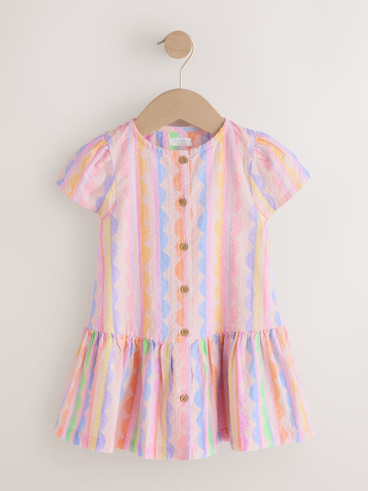 Pastel Rainbow Short Sleeve Cotton Dress (3mths-8yrs) - Image 1 of 4 Pastel Rainbow Short Sleeve Cotton Dress (3mths-8yrs) - Image 1 of 4