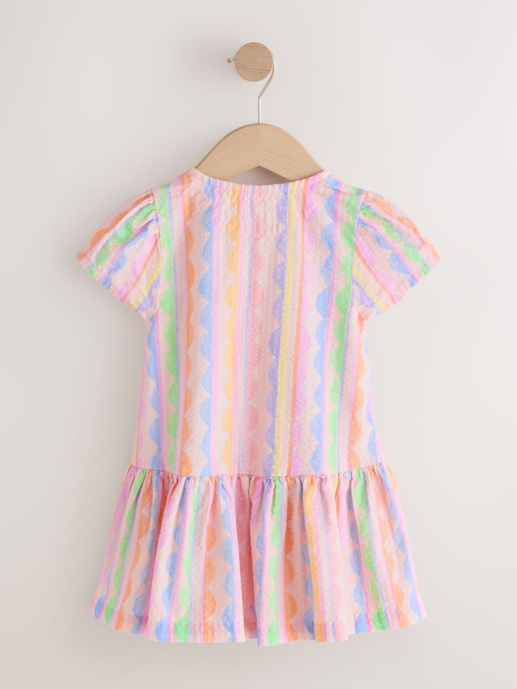 Pastel Rainbow Short Sleeve Cotton Dress (3mths-8yrs) - Image 2 of 4 Pastel Rainbow Short Sleeve Cotton Dress (3mths-8yrs) - Image 2 of 4