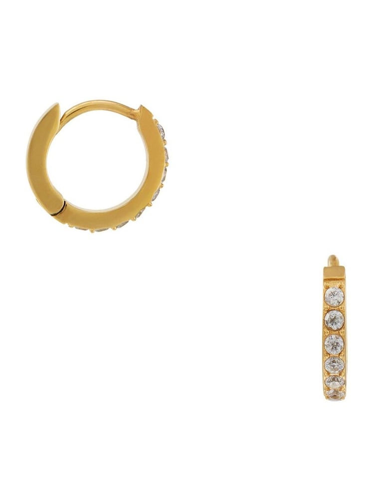 Orelia Luxe Gold Tone Luxe Pave Huggie Hoop - Image 1 of 2