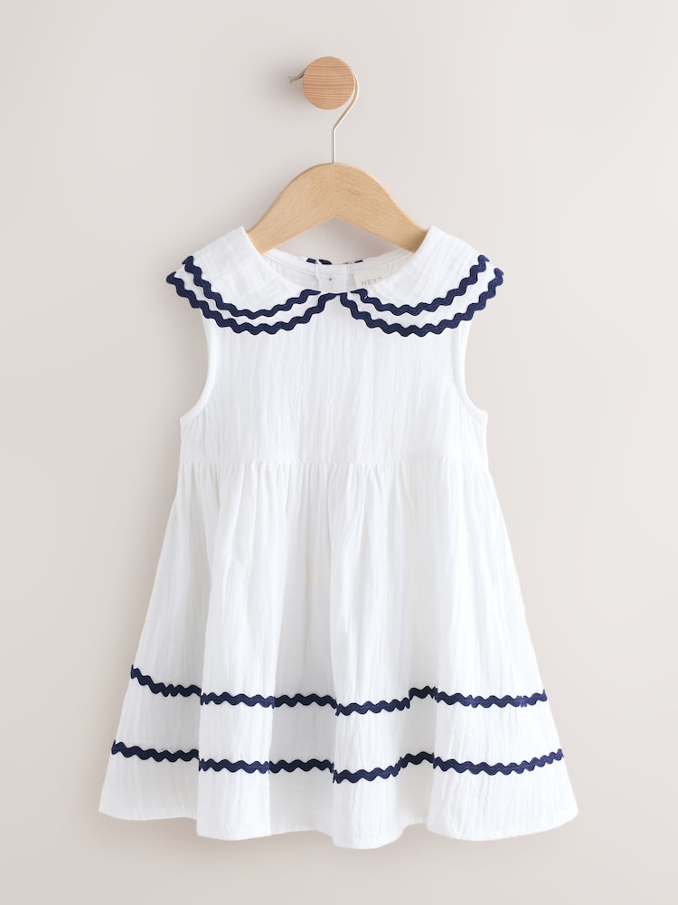 White Ric Rac Collar Dress (3mths-8yrs) - Image 1 of 3
