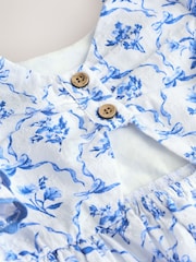 Blue Floral Angel Sleeve Dress (3mths-8yrs) - Image 5 of 5