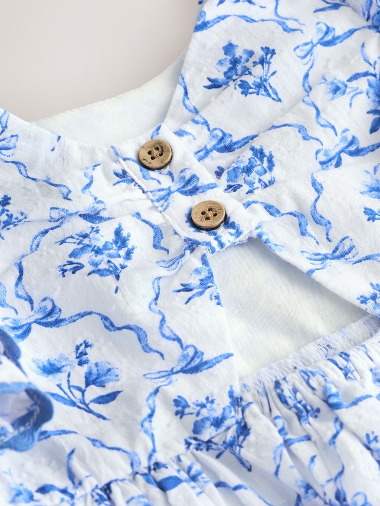 Blue Floral Angel Sleeve Dress (3mths-8yrs) - Image 5 of 5