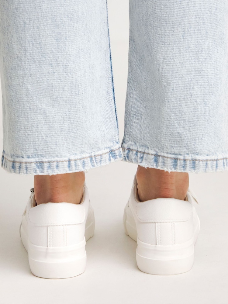 Simply Be White Extra Wide Fit Lace Up Zip Detail Chunky Trainers - Image 2 of 4
