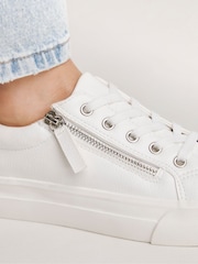 Simply Be White Extra Wide Fit Lace Up Zip Detail Chunky Trainers - Image 4 of 4