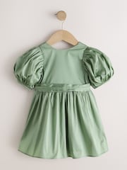 Sage Green Flower Girl Taffeta Bow Dress (3mths-8yrs) - Image 1 of 4