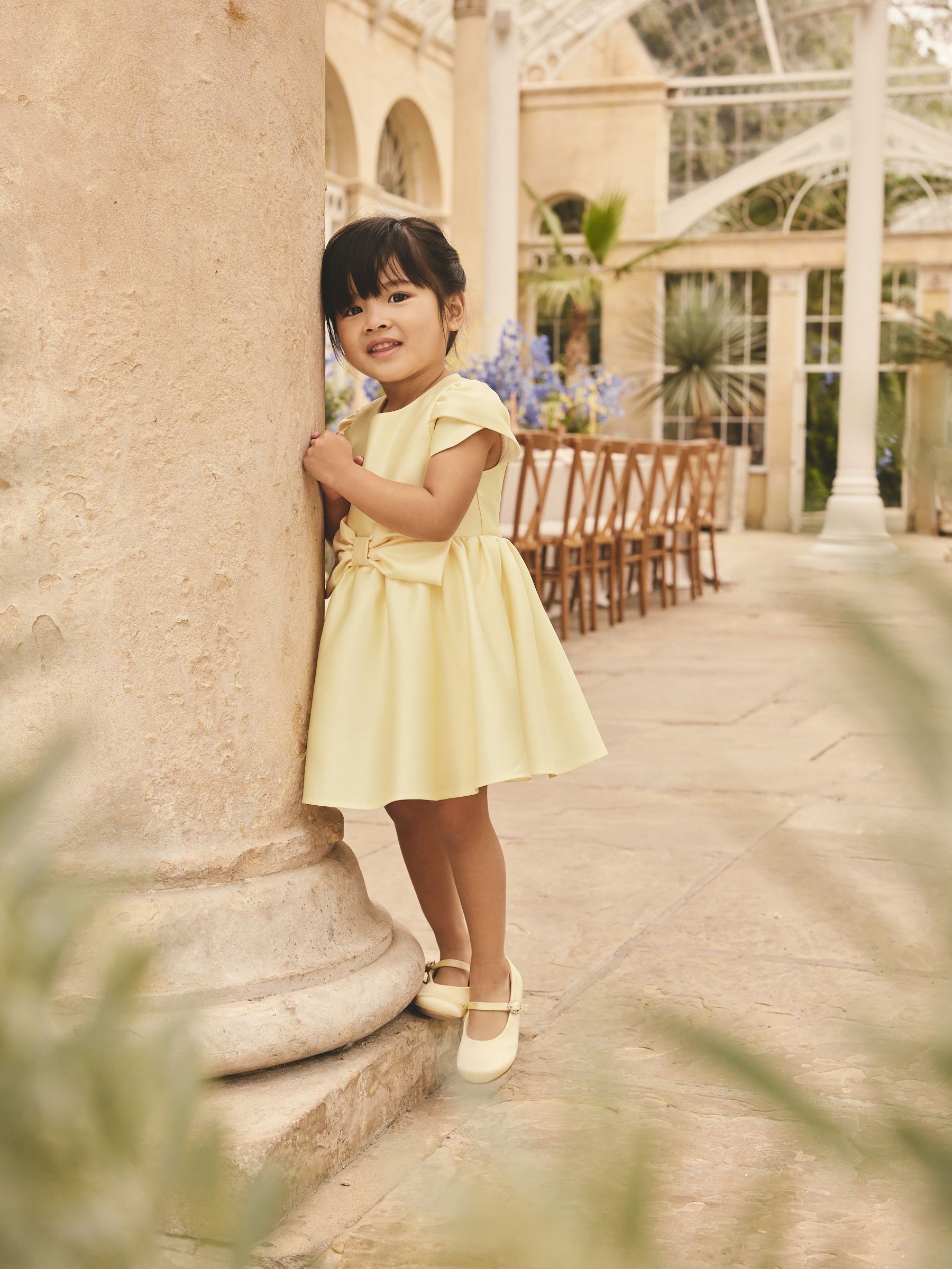 Buy Butter Yellow Flower Girls Bow Front Dress (3mths-10yrs) from Next USA Buy Butter Yellow Flower Girls Bow Front Dress (3mths-10yrs) from Next USA