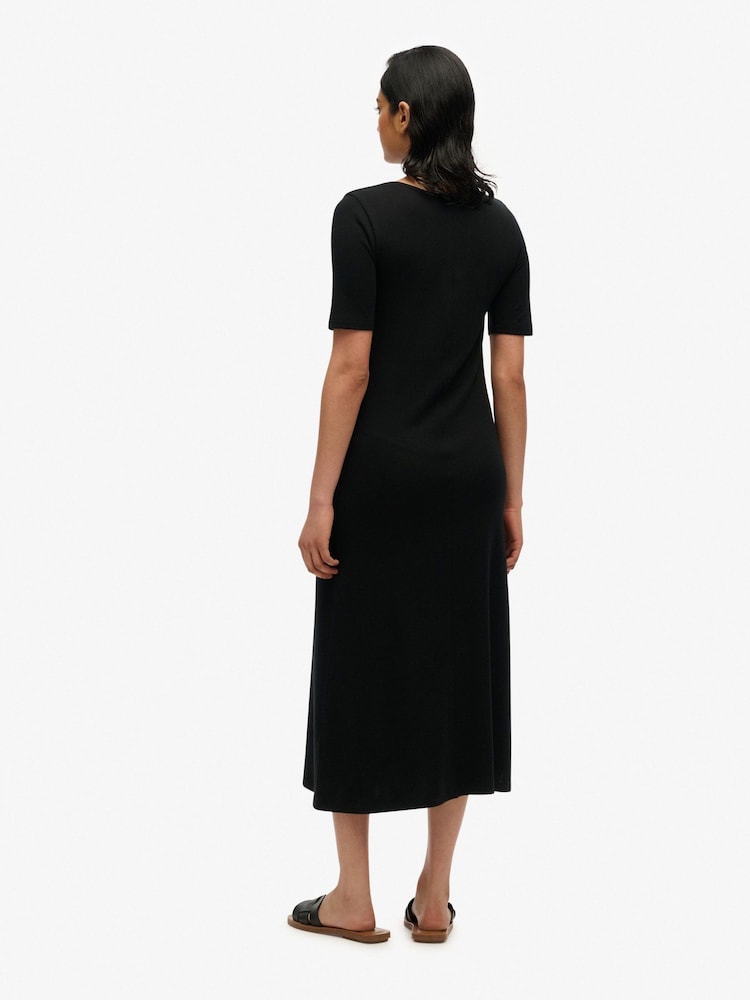 Vestido de malha midi com decote quadrado e manga curta Superdry - Imagem 2 de 5