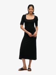 Vestido de malha midi com decote quadrado e manga curta Superdry - Imagem 3 de 5