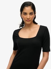 Vestido de malha midi com decote quadrado e manga curta Superdry - Imagem 5 de 5