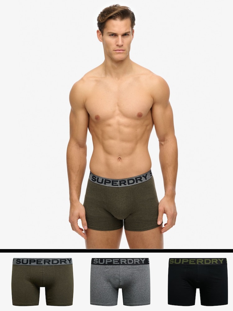 Superdry Green Boxers 3 Pack - Image 1 of 5