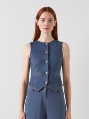 LK Bennett Freya Stretch Ponte Denim Cotton Waistcoat - Bild 1 von 4