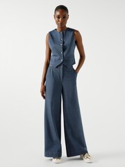LK Bennett Freya Stretch Ponte Denim Cotton Waistcoat - Bild 2 von 4