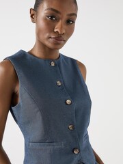 LK Bennett Freya Stretch Ponte Denim Cotton Waistcoat - Bild 4 von 4