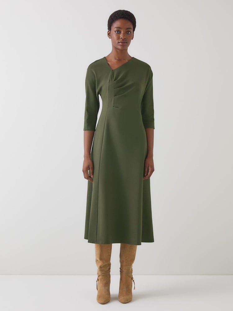 LK Bennett Suzy Plain Rayon Asymmetric Dress - Imagem 1 de 3