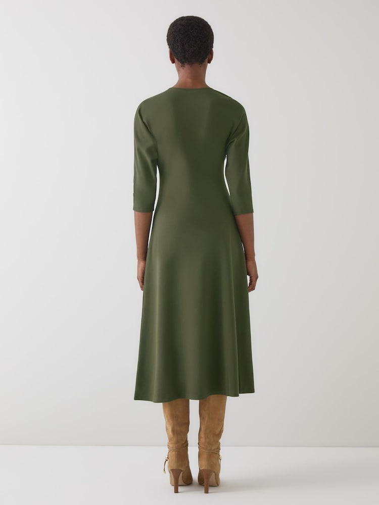 LK Bennett Suzy Plain Rayon Asymmetric Dress - Imagem 2 de 3