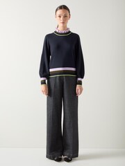 LK Bennett Alina Stripe Cotton Rib Detail Sweater - Bild 1 von 4