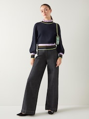 LK Bennett Alina Stripe Cotton Rib Detail Sweater - Bild 2 von 4