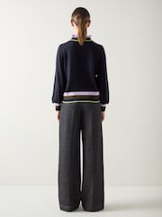 LK Bennett Alina Stripe Cotton Rib Detail Sweater - Bild 3 von 4