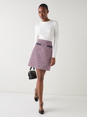 LK Bennett Pink Charlie Tweed Skirt - Image 1 of 4