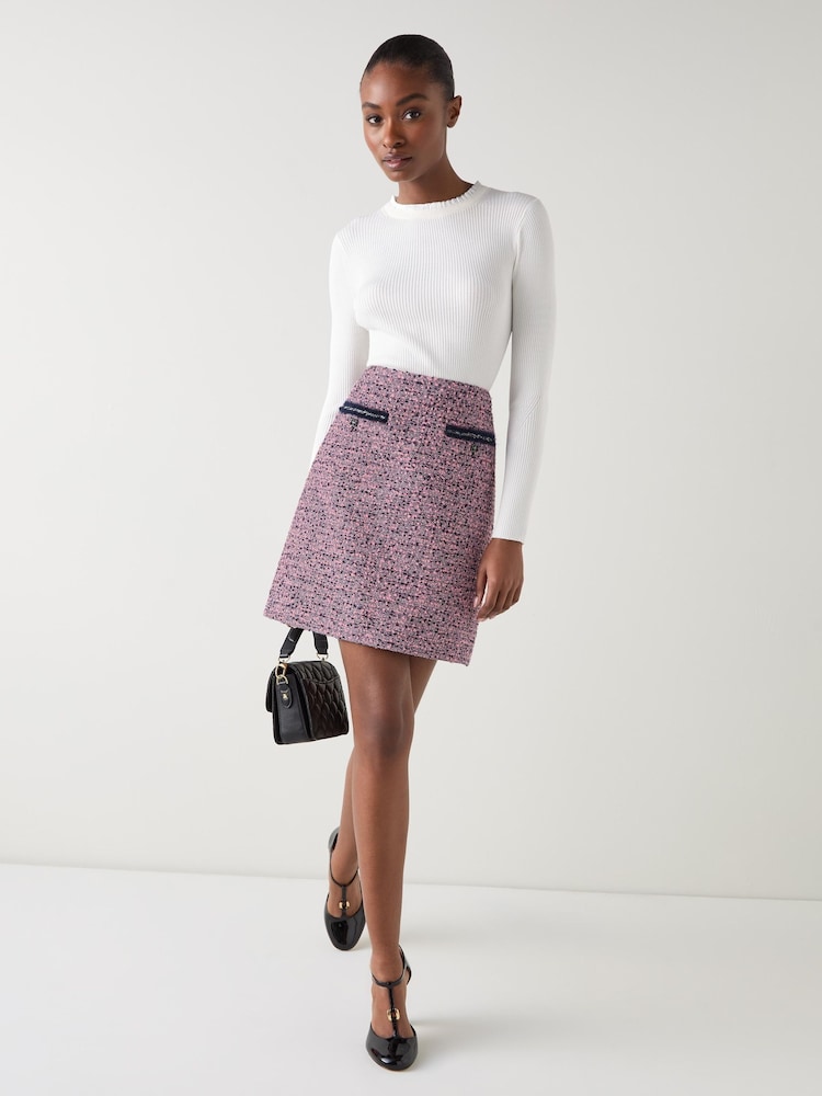 LK Bennett Pink Charlie Tweed Skirt - Image 1 of 4