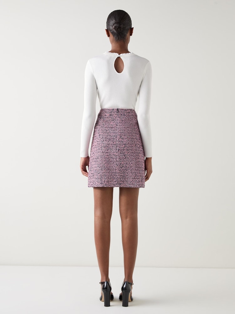 LK Bennett Pink Charlie Tweed Skirt - Image 2 of 4