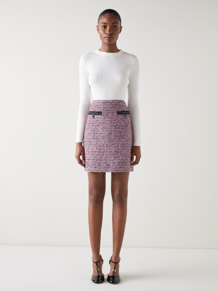 LK Bennett Pink Charlie Tweed Skirt - Image 4 of 4
