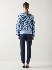 LK Bennett Blue Willa Rope Print Wool Fluffy Sweater - Image 3 of 4