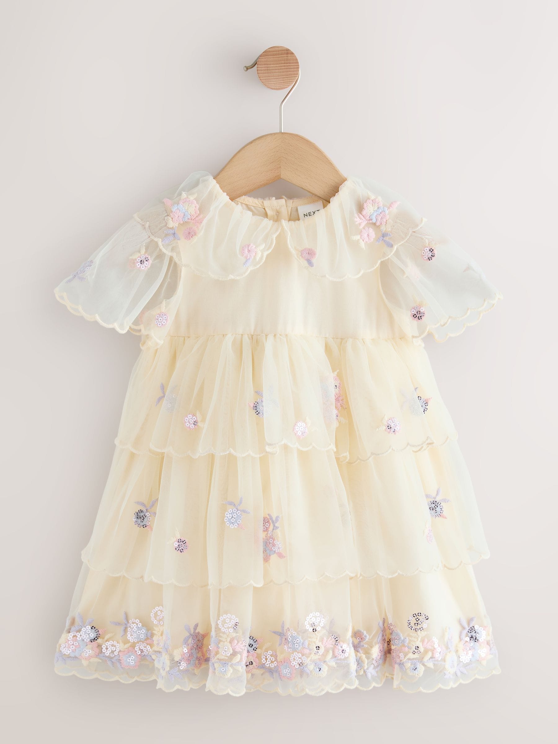 Buy Cream Embroidered Mesh Dress (3mths-7yrs) from Next USA