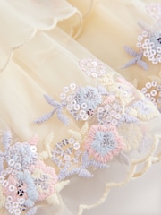 Cream Embroidered Mesh Dress (3mths-7yrs) - Image 4 of 4