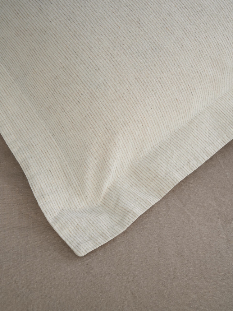 Truly Mushroom Stripe Mushroom Stripe Linen Cotton Oxford Pillowcases - Image 2 of 4